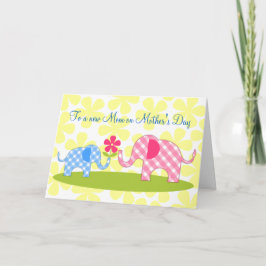 Whimsical Elephants Eerste Moederdag Kaart