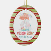 Whimsical Elephants Middle Sister Custom Name Keramisch Ornament (Rechts)