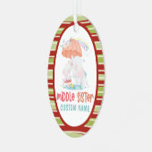 Whimsical Elephants Middle Sister Custom Name Metalen Ornament (Voorkant links)