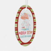 Whimsical Elephants Middle Sister Custom Name Metalen Ornament (Voorkant Rechts)