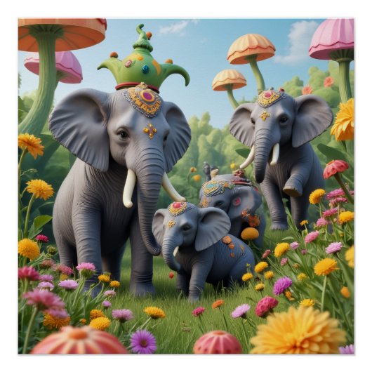 Whimsical Elephants Perfect Poster (Voorkant)