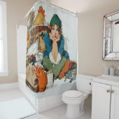 Whimsical Elf Among Gift Bags Douchegordijn (In situ)