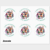 Whimsical Elf en Rendier Kerstmis van en naar Ronde Sticker (Vel)