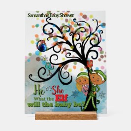 Whimsical Elf Gender Reveal Baby Shower Acryl Bord