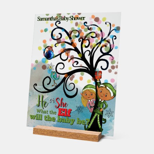 Whimsical Elf Gender Reveal Baby Shower Acryl Bord (Hoek)