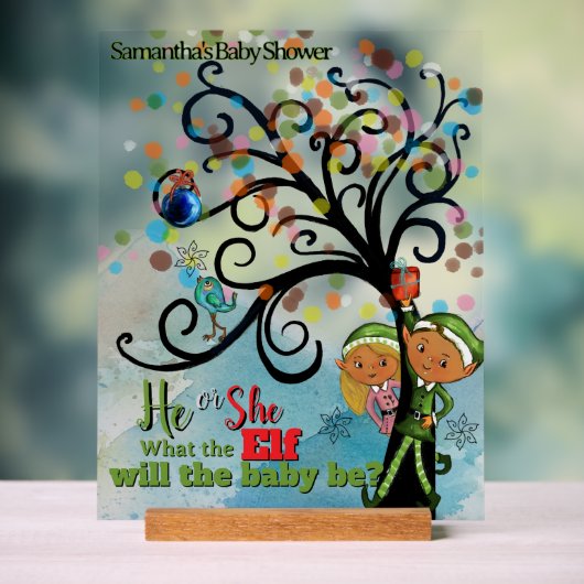Whimsical Elf Gender Reveal Baby Shower Acryl Bord (Neutraal)