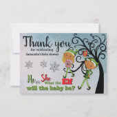 Whimsical Elf Gender Reveal Baby Shower Custom Bedankkaart (Voorkant)