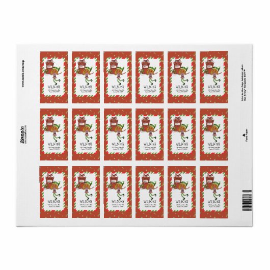 Whimsical Elf Girl Christmas Personalized Address Etiket (Full Sheet)