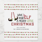 Whimsical Elf Legs Merry Little Christmas Wijn Etiket (Enkel label)