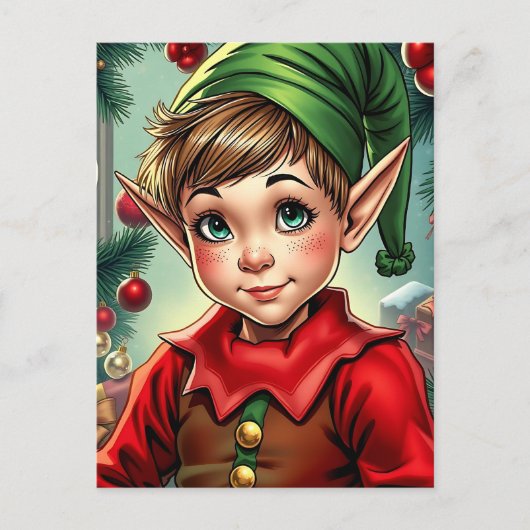 Whimsical Elf | Personalized Christmas Briefkaart (Voorkant)