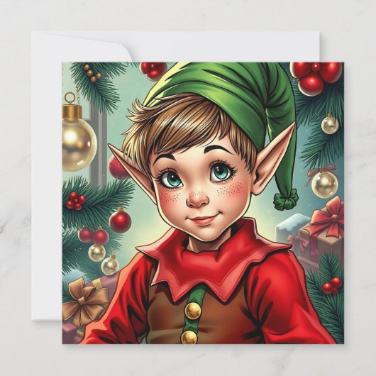 Whimsical Elf | Personalized Christmas Feestdagenkaart (Voorkant)
