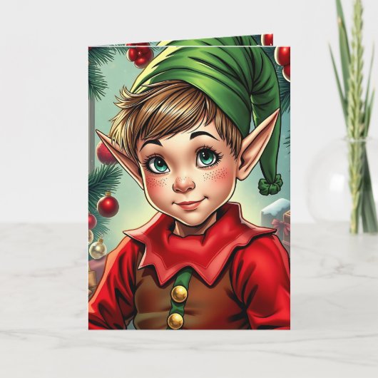Whimsical Elf | Personalized Christmas Kaart (Voorkant)