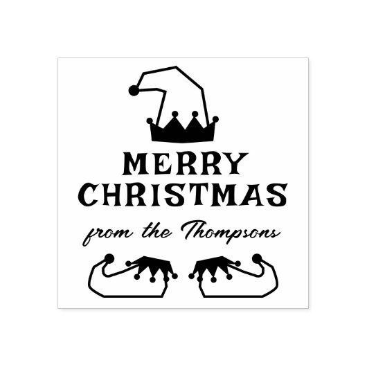 Whimsical Elf Pet & Schoenen Vrolijk Kerstfeest Va Rubberstempel (Afrduk)