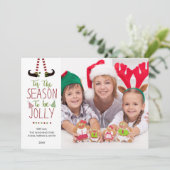 Whimsical Elf SEASON OM JOLLY TE ZIJN Feestdagenkaart (Staand voorkant)