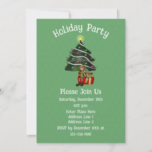 Whimsical Elf Tree Present Christmas Holiday  Kaart (Voorkant)