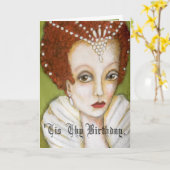 Whimsical Elizabeth I Queen Cute Funny Birthday Kaart (Gele Bloem)