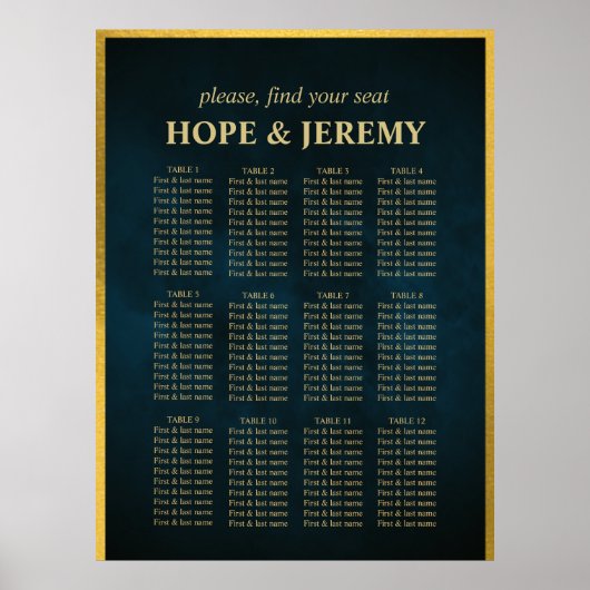 Whimsical Emerald Gold Fairy Wedding Seating Chart Poster (Voorkant)