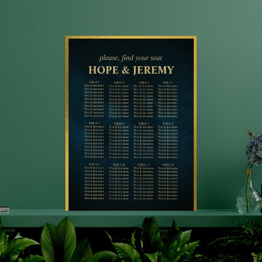Whimsical Emerald Gold Fairy Wedding Seating Chart Poster