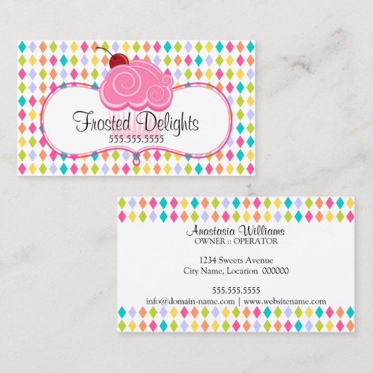 Whimsical en Colorful Bakery Visitekaartje (Voorkant / Achterkant)