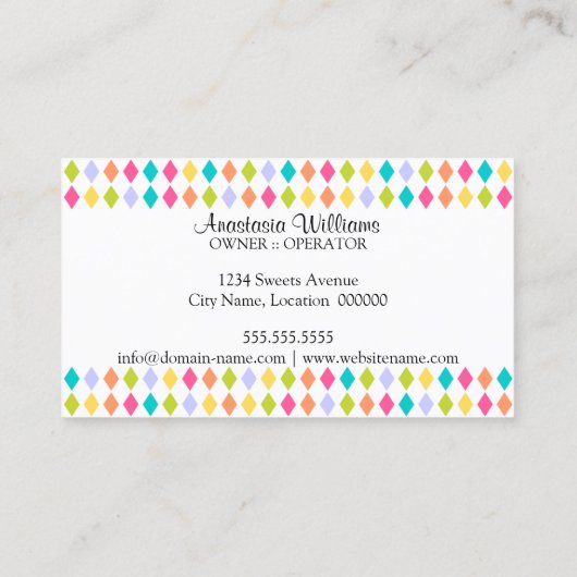 Whimsical en Colorful Bakery Visitekaartje (Achterkant)