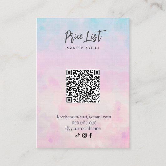 Whimsical en dromerig In Pastel Oorbel Display Visitekaartje (Achterkant)