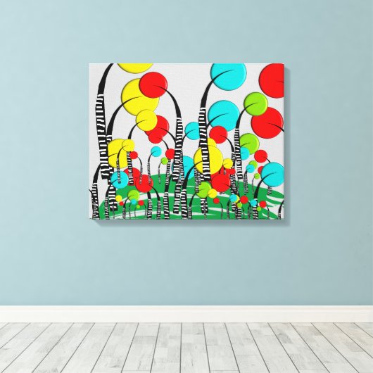 Whimsical en eigenzinnige boom kunst magische bos canvas afdruk (Insitu (Houten vloer))