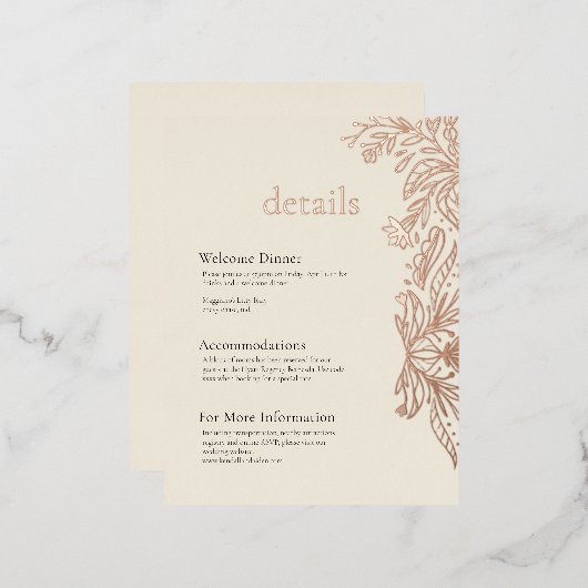 Whimsical en Elegant Folie Detail Enclosure Card Folie Uitnodiging Briefkaart (Voorkant / Achterkant)
