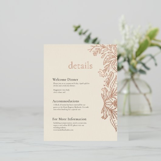 Whimsical en Elegant Folie Detail Enclosure Card Folie Uitnodiging Briefkaart (Staand Voorkant)