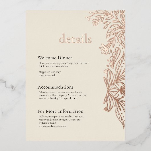 Whimsical en Elegant Folie Detail Enclosure Card Folie Uitnodiging Briefkaart (Voorkant)