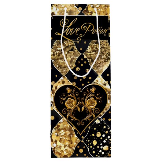 Whimsical en Elegant Gothic Love Potion Wijn Cadeautas (Achterkant)