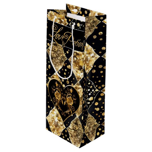 Whimsical en Elegant Gothic Love Potion Wijn Cadeautas (Voorkant Gekanteld)
