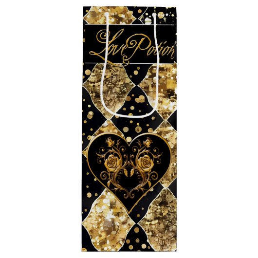 Whimsical en Elegant Gothic Love Potion Wijn Cadeautas (Voorkant)