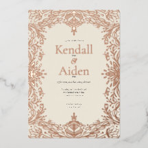 Whimsical en Elegant Roos Gold Foil Wedding