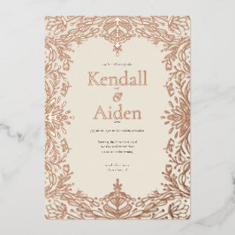 Whimsical en Elegante Roze Gouden Folie Bruiloft Uitnodiging