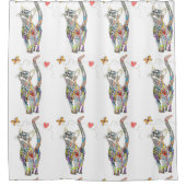 Whimsical en kleurrijke Cat Douche Gordijn (Voorkant)