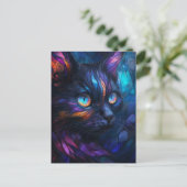 Whimsical en Kleurrijke Glas in lood Cat Briefkaart (Staand voorkant)
