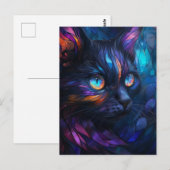Whimsical en Kleurrijke Glas in lood Cat Briefkaart (Voorkant / Achterkant)