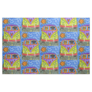 Whimsical en Kleurrijke Hond en Kattenstof Stof