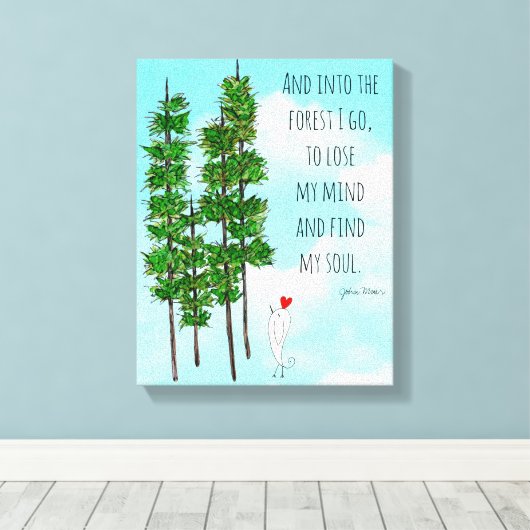 Whimsical en Kleurrijke Pijnbomen Verpakt Canvas (Insitu (Houten vloer))