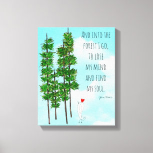 Whimsical en Kleurrijke Pijnbomen Verpakt Canvas Afdruk