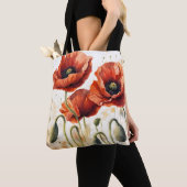 Whimsical en kleurrijke Poppy Canvas tas (Dichtbij)