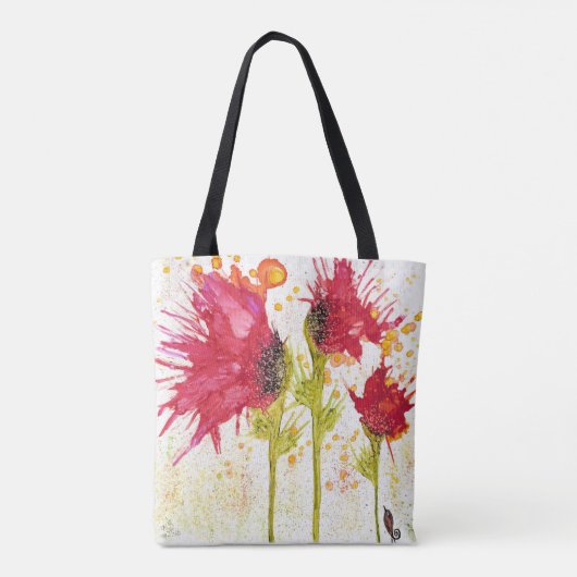 Whimsical en kleurrijke Poppy Canvas tas (Achterkant)