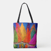 Whimsical en kleurrijke zeilboot Canvas tas (Achterkant)