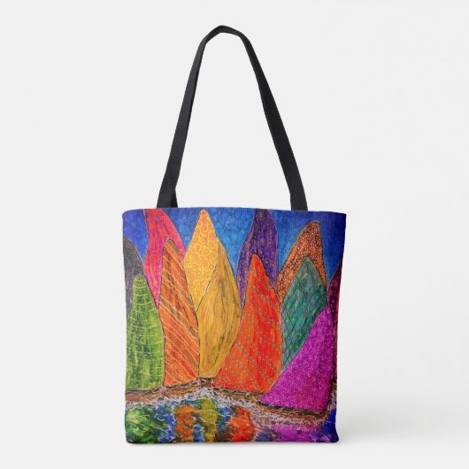 Whimsical en kleurrijke zeilboot Canvas tas (Achterkant)