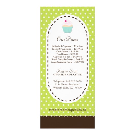 Whimsical en Leuke Cupcake Rack Kaart (Achterkant)