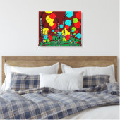 Whimsical en Quirky Tree Art Magical Forrest Red Canvas Afdruk (Insitu (Slaapkamer))