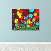 Whimsical en Quirky Tree Art Magical Forrest Red Canvas Afdruk (Insitu (Houten vloer))