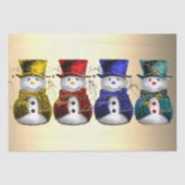 Whimsical en Schattige Kleurrijke Sneeuwmannen Ker Tissuepapier (Voorkant)