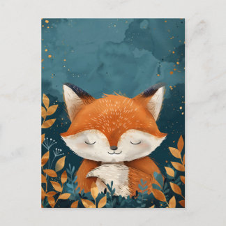 Whimsical en Schattige Slapen Red Fox Briefkaart