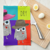 Whimsical en Schattigee Wise Owl keukenhanddoek (Quarter Fold)